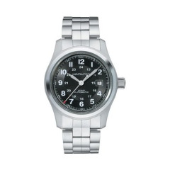 42mm Khaki Field Automatic Watch with Black Dial in Stainless Steel, Bracelet