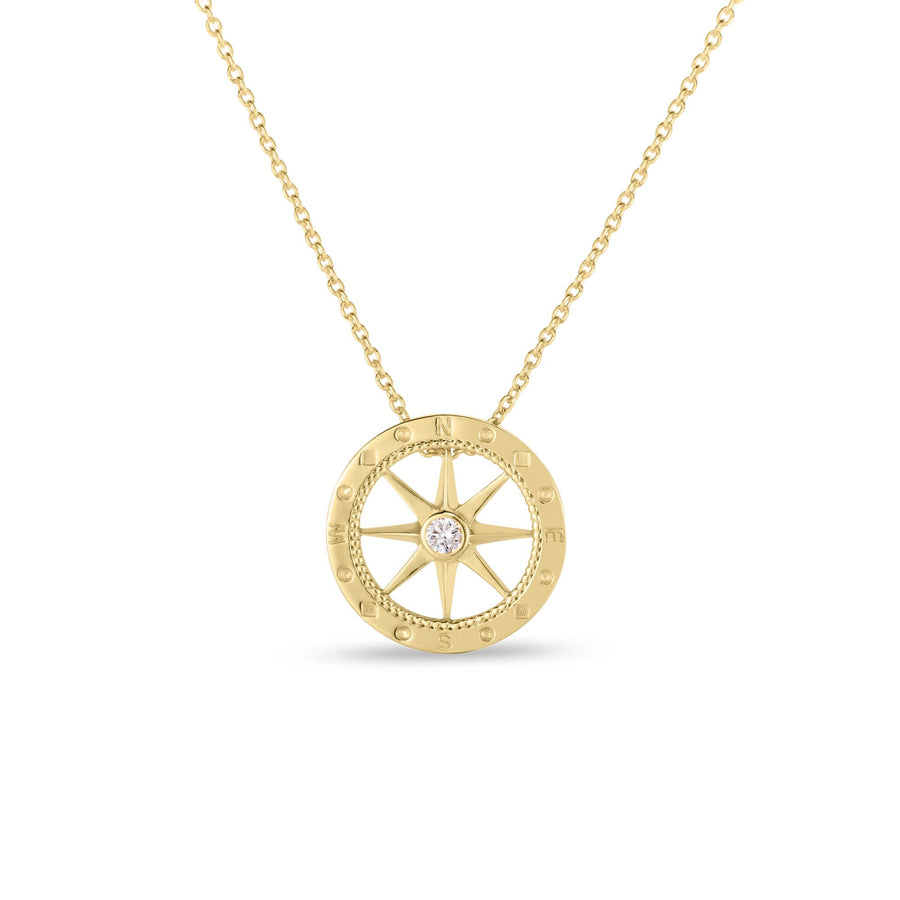 Tiny Treasures 0.03ct Diamond Compass Pendant in 18K Yellow Gold, 18" chain