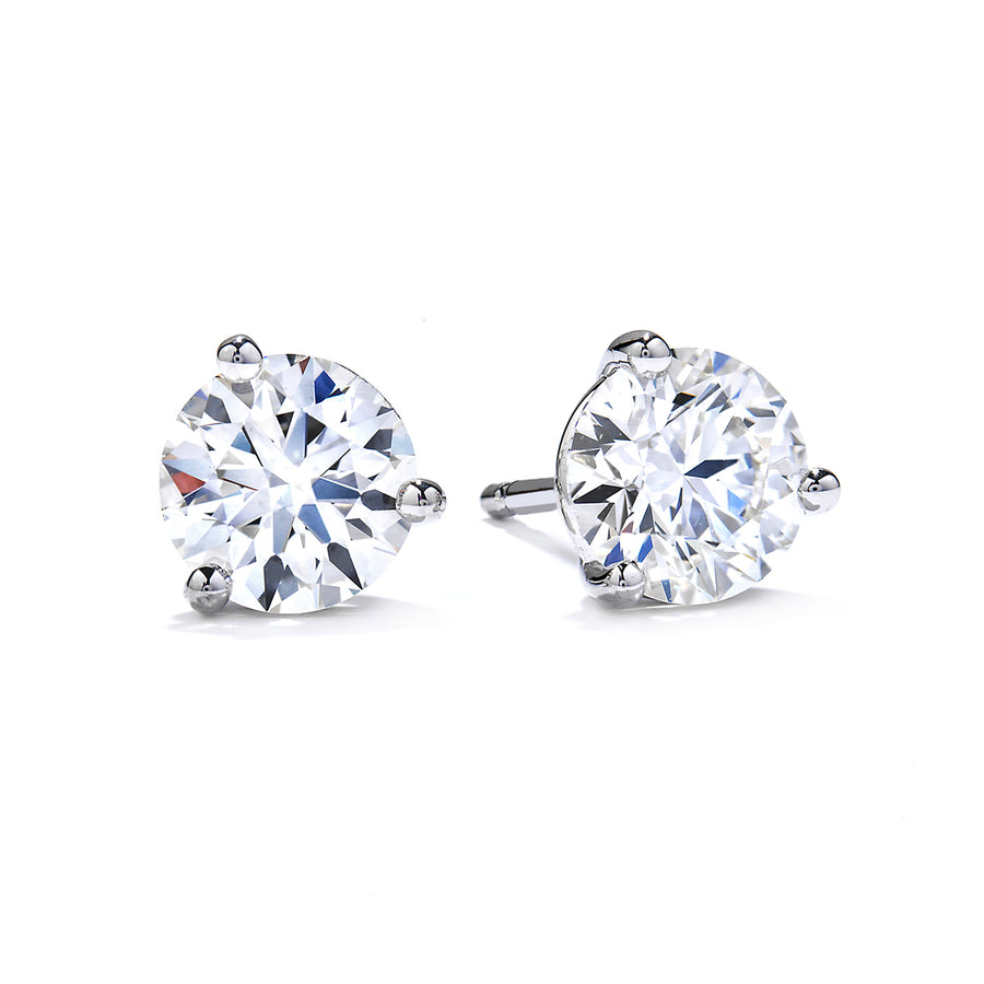 1.01Ct Round Brilliant Fire & Ice Diamonds ASGIR Inscribed GIA and F&I Stud Earrings in 18K White Gold