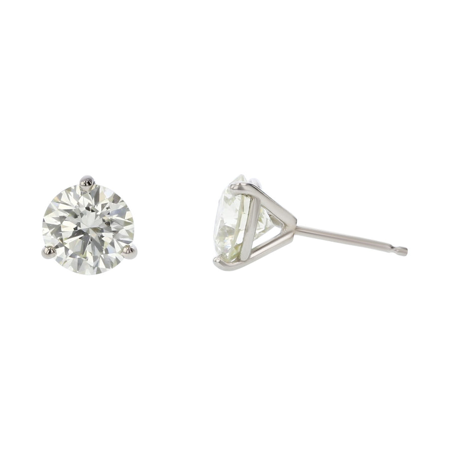 1.42ct Round Brilliant Diamond 3 Prong Stud Earrings in 14K White Gold