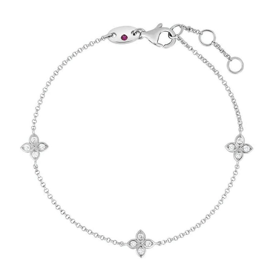 Love by the Inch 0.13ct Diamond 3 Station Bracelet in 18K White Gold, 6.5-7.5"