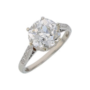 3.08ct OMB Diamond and 0.20ct Diamond Art Deco Ring in Platinum, Size 6