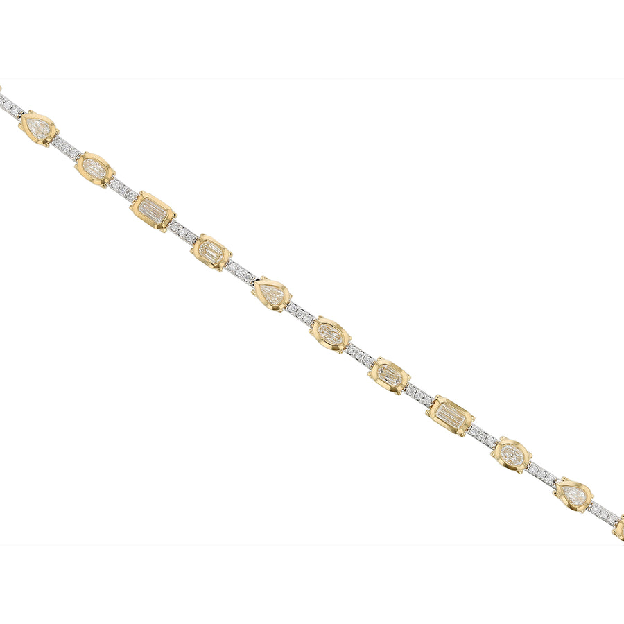 2.60ct Mixed Shape Crisscut Diamond and 0.54ct Diamond Mixed Shape Line Bracelet in 18K Yellow and 14K White Gold, 7"