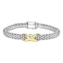 Embrace Wide Center X 6mm Rope Bracelet in Sterling Silver and 18K Yellow Gold