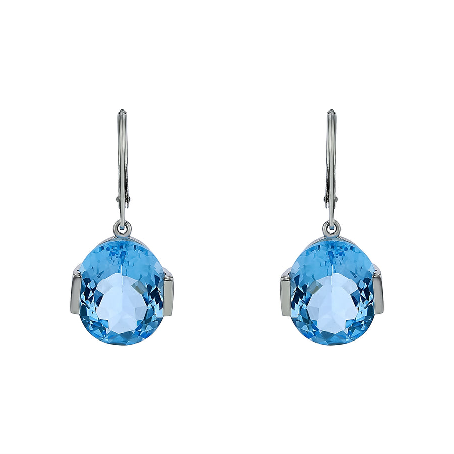 15.31ct Topaz Drop Earrings in 14K White Gold