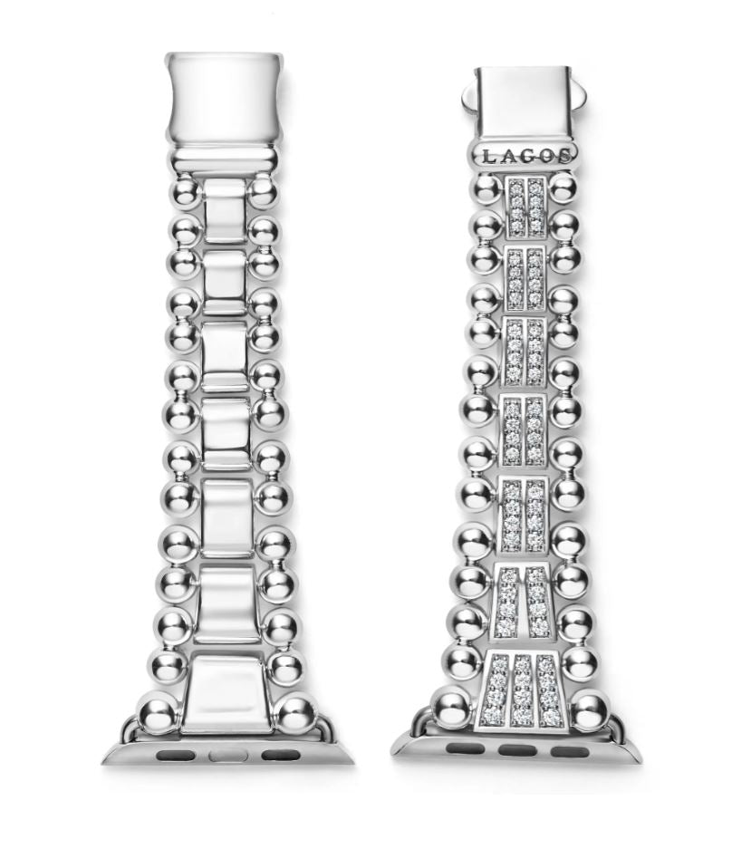 38mm Smart Caviar 3.20ct Diamond Two Row Watch Bracelet in Sterling Silver Size 7