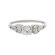 Art Deco Platinum Brilliant Diamond 3-Stone Ring