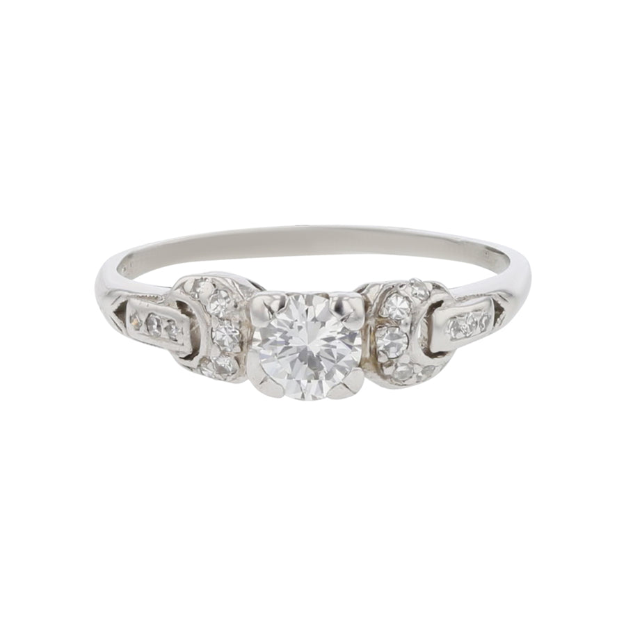 Art Deco Platinum Brilliant Diamond 3-Stone Ring