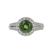 1.77ct Round Tourmaline and 0.63ct Diamond Halo Ring in Platinum, Size 6