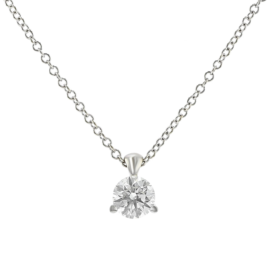 0.50ct Hearts On Fire Diamond Solitaire Pendant in 18K White Gold on 18" Chain