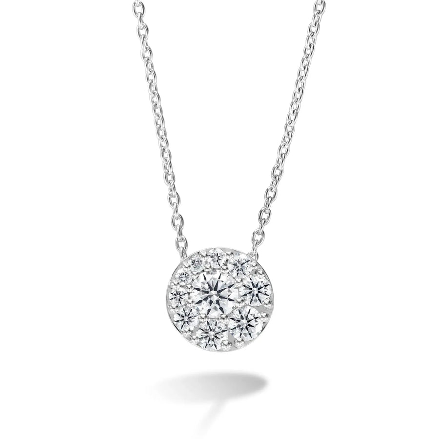 Tessa 0.23-0.37ct Diamond Cluster Pendant in 18K White Gold, 18" chain