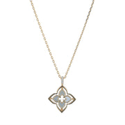 Venetian Princess Flower 0.15ct Diamond and 1.35ct Mother of Pearl Necklace in 18K Rose Gold, 17" chain