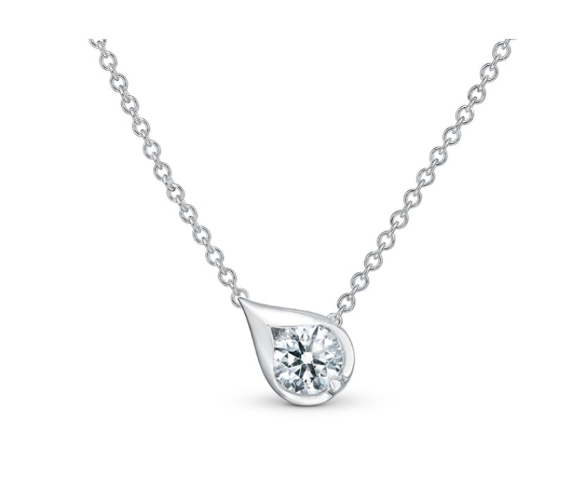 Droplet 0.31Ct Diamond Pendant on Chain in 18K White Gold, 18in