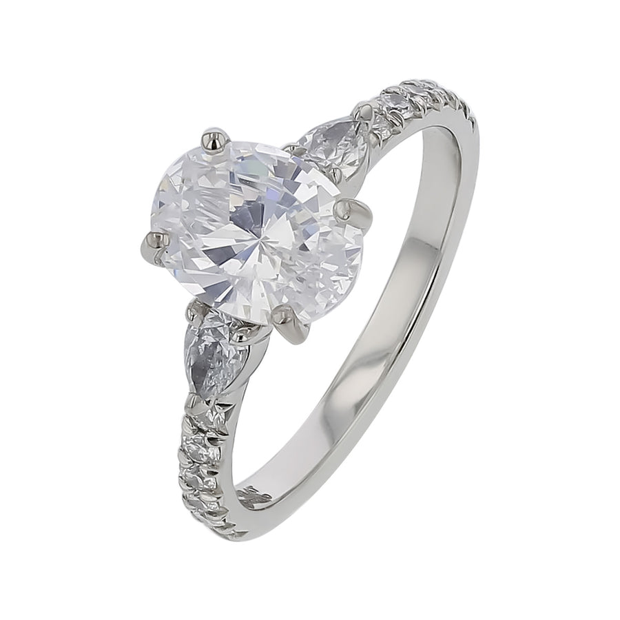 New Aire 0.40ct Diamond Semi Mount Ring in Platinum for a 1.50ct Oval Center, size 6