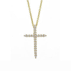 Tiny Treasure 0.10ct GH/SI Round Diamonds Cross Pendant in 18K Yellow Gold on 16-18" Chain