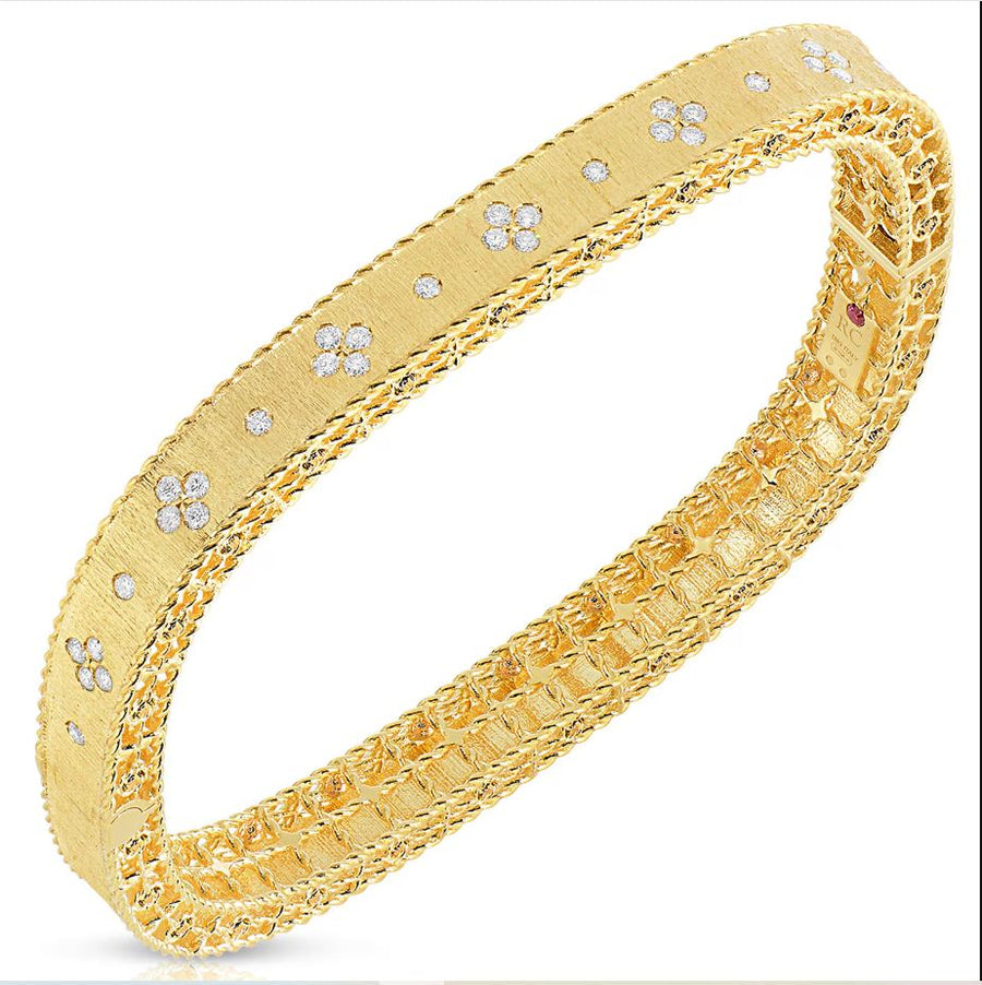 Princess 0.48Ct Diamond Bangle Bracelet in 18K Yellow Gold