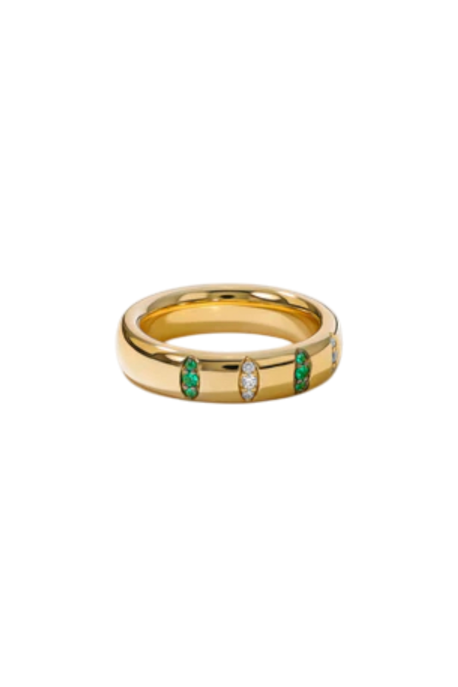 Guardian 0.05ct Emerald and 0.05ct Diamond Ring in 18K Yellow Gold, size 6.5