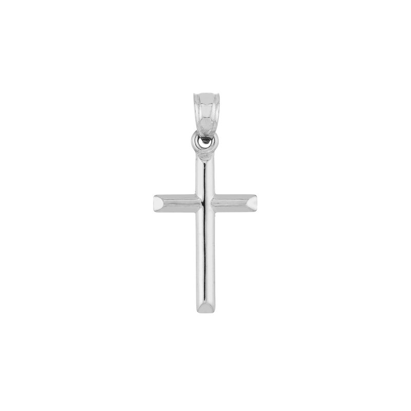 Polished Cross Pendant in 14K White Gold, without chain