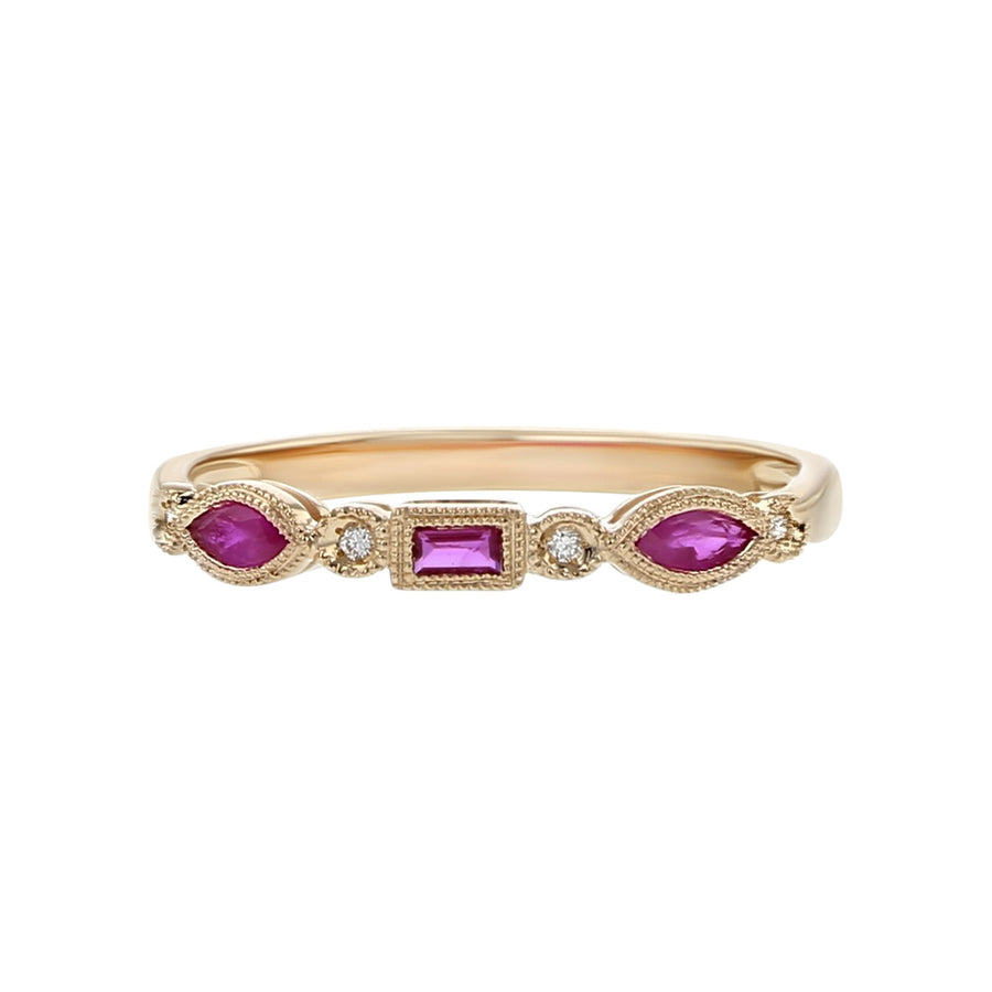 0.21ct Ruby and 0.015ct Diamond Stackable Ring in 14K Rose Gold Size 9