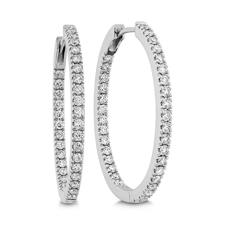 Inside Out 0.95-1.06ct Diamond 28x24mm Oval Hoop Earrings in 18K White Gold