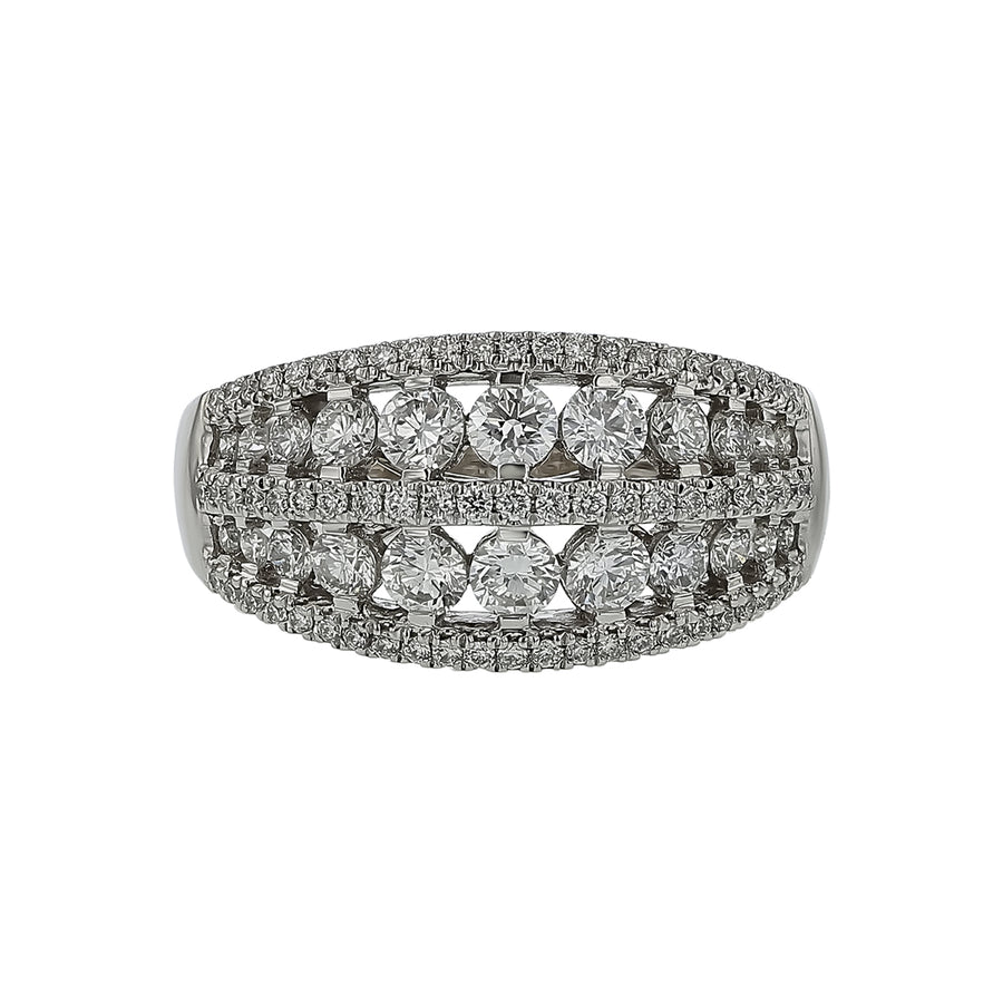 Lace 1.17ct Diamond 5 Row Ring in 14K White Gold, size 6.5