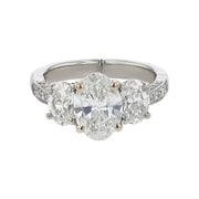 2.00ct Oval Diamond Center 1.20ct Oval Diamond Sides H/VS2 and 0.42ct Full Cut Diamonds Ring with Fingermate Shank in Platinum and 14k White Gold Size 7