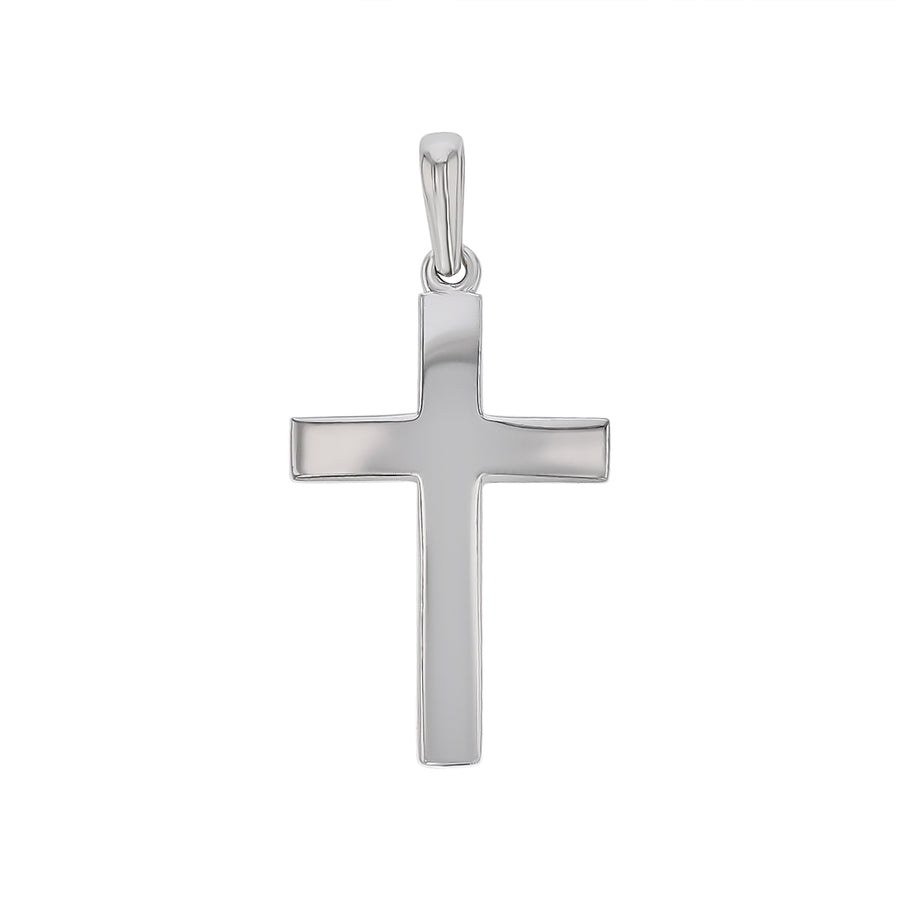 Simple Cross Pendant in 14K White Gold, without chain
