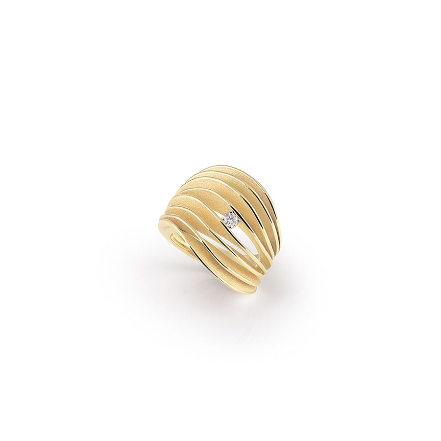 Vella Star 0.10ct Diamond Ring in 18K Yellow Sunrise Gold, Size 6.75