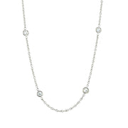 18K White Gold Diamond Station 18-Inch Necklace