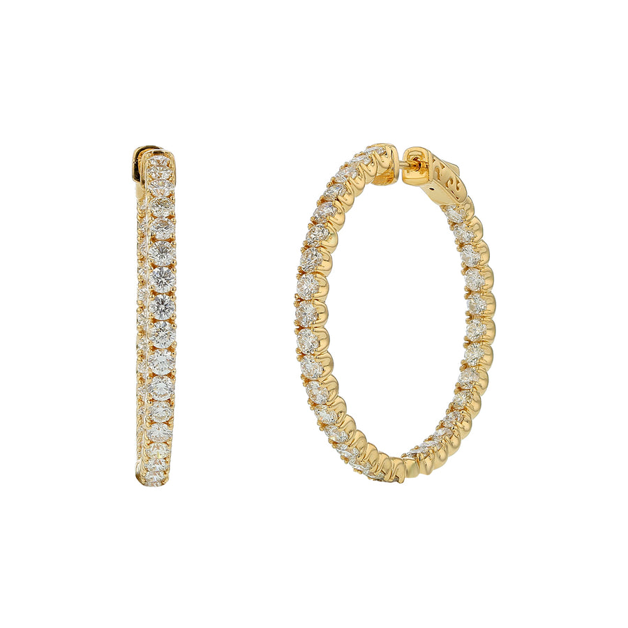 4.96ct Diamond Inside/Out Hoop Earrings in 14K Yellow Gold