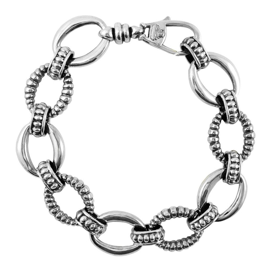 Signature Caviar Oval Fluted Link Bracelet in Sterling Silver, medium