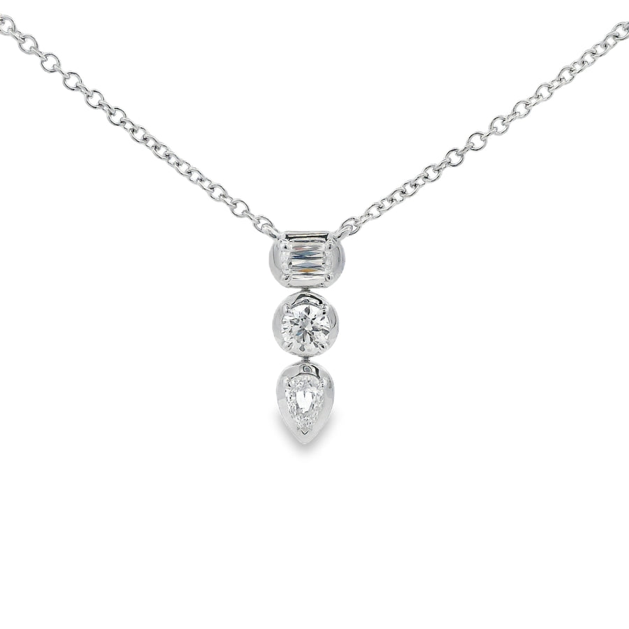 0.49ct Crisscut Mixed Shape Diamond Necklace in 14K White Gold, 18"