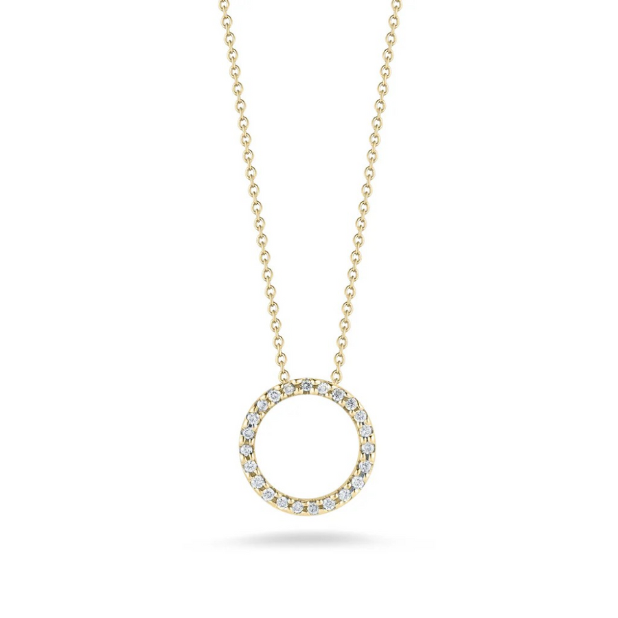 0.09ct Round 12mm Diamond X-Small Circle Pendant in 18K Yellow Gold with Chain