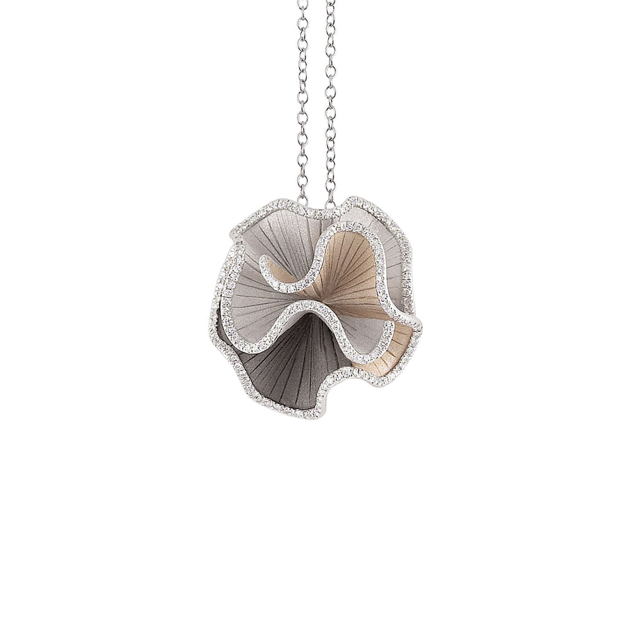 Sultana 14.76ct Diamond Pendant in 18K White Ice, Natural Beige and Black Lava Gold, 16-17" chain