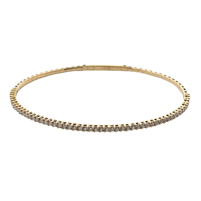 1.02ct Round Diamond Bangle Bracelet in 14K Yellow Gold