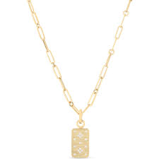Venetian Princess 0.15ct Diamond Dog Tag Pendant in 18K Yellow Gold, without chain