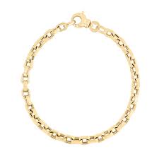 Designer Gold Square Link Chain Bracelet in 18K Yellow Gold, 8"