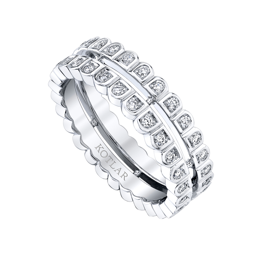 Scallop Silhouette 0.47ct Diamond Eternity Band in 18K White Gold, size 6.5
