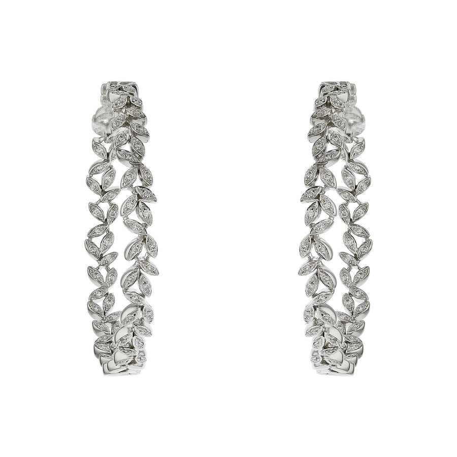 Stackable 0.80ct Diamond Floral Hoop Earrings in 14K White Gold