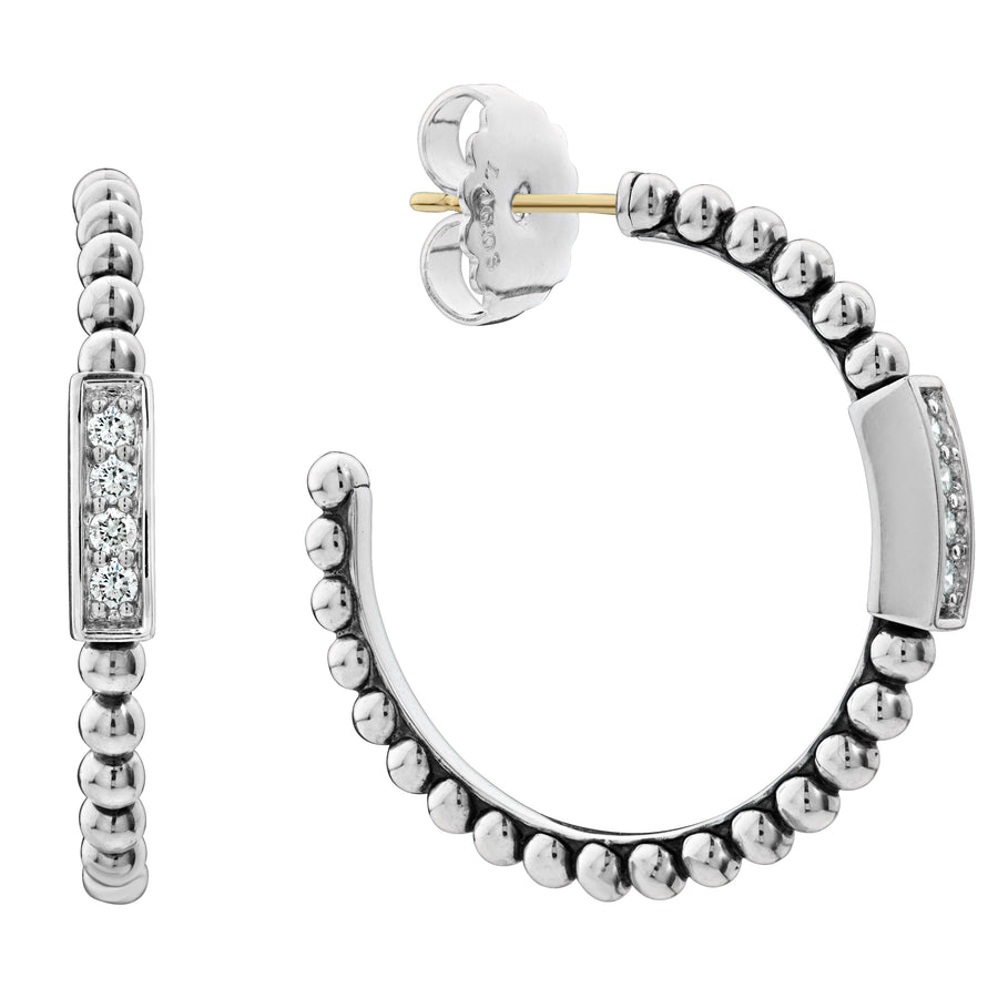 Caviar Spark 0.20ct Diamond Hoop Earrings in Sterling Silver