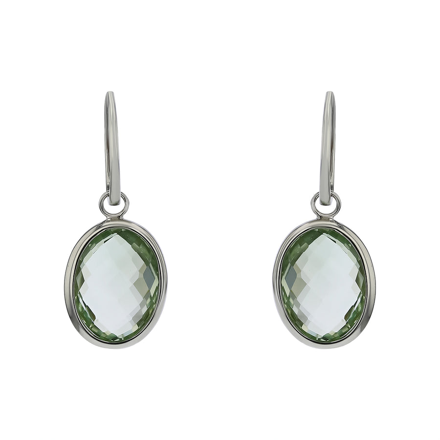 11.56ct Green Amethyst Drop Earrings in 14K White Gold