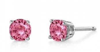 Pink Tourmaline 14K White Gold Stud Earrings