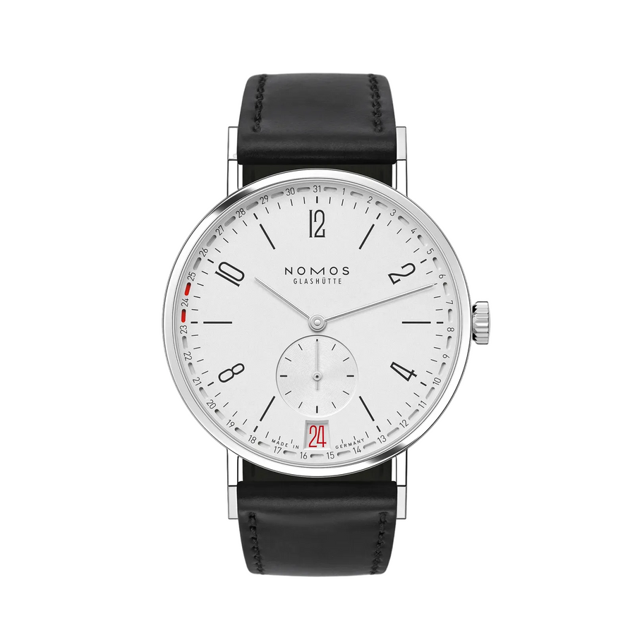 37.5mm Tangente Watch with Galvanized Silver Dial in Stainless Steel, Strap