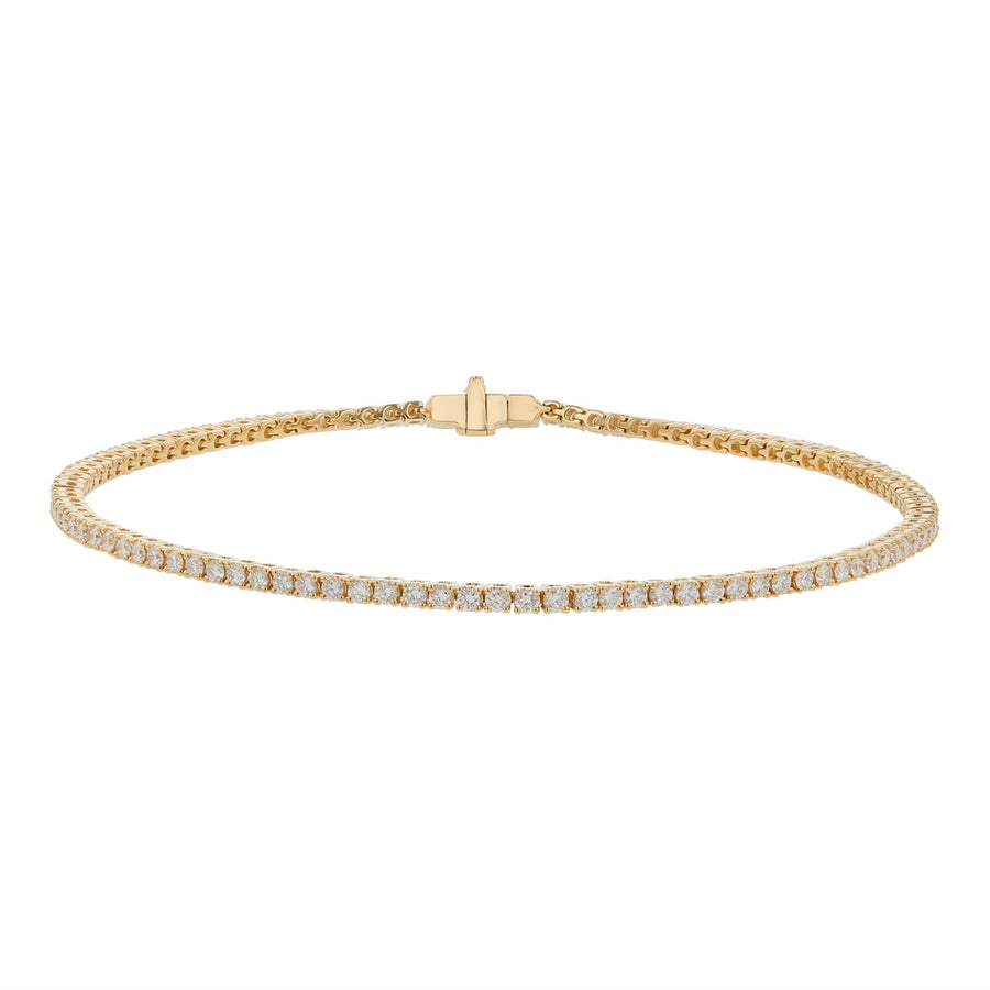 1.41-1.48ct Diamond Classic 4-Prong Tennis Bracelet in 18k Yellow Gold, 7"