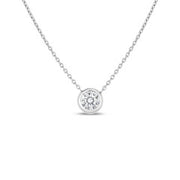 0.19ct Round Diamond Bezel Set Necklace in 18K White Gold, 20"