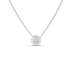 0.19ct Round Diamond Bezel Set Necklace in 18K White Gold, 20"