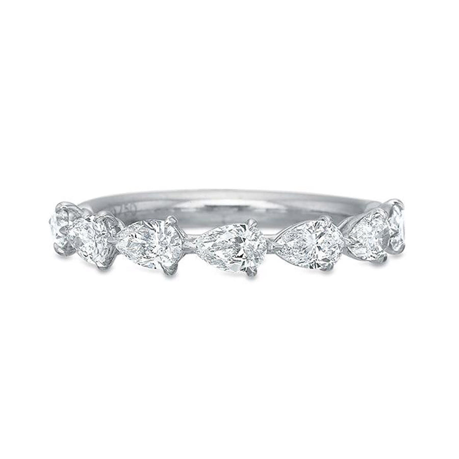 1.00ct Pear Shaped Diamond Partway Band in Platinum, size 6