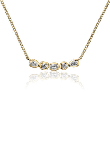 Love Luxe 0.55ct Crisscut L'amour Diamond Mixed Shape Necklace in 14K Yellow Gold, 18"