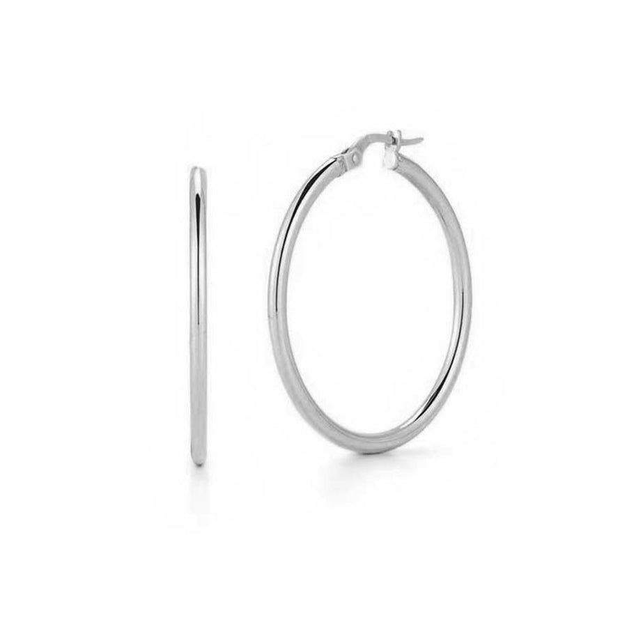 35mm Hoop Earrings in 18K White Gold