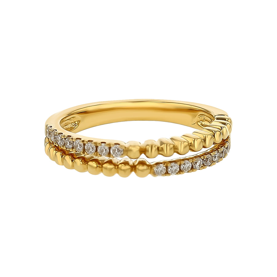 Stack 0.13ct Diamond 2 Row Ring in 14K Yellow Gold, size 4.25